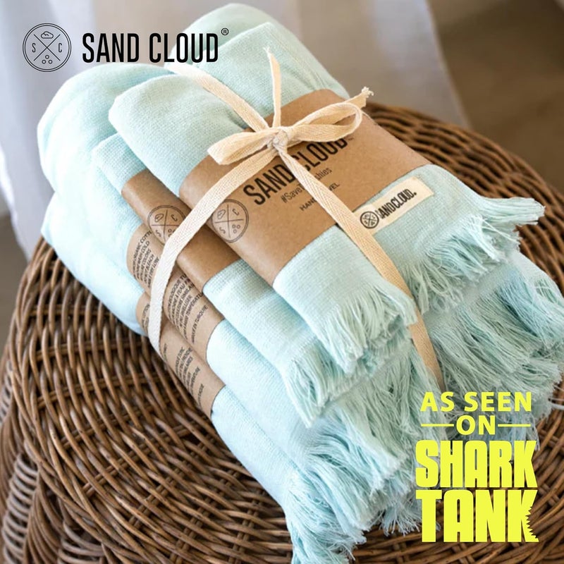 Sand Cloud Turkish Bath Towels Bundle for Bathroom, Set of 4 (Terra Seaglass) - Large Size - 100% Certified Organic Cotton Yarn is Lightweight, Soft & Absorbent - Premium Bath Towels Dry Faster - Image 2